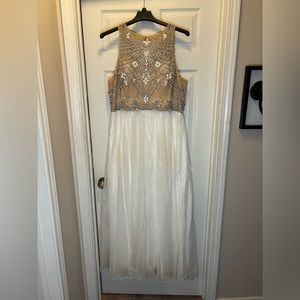 White with nude long dress size 3XL